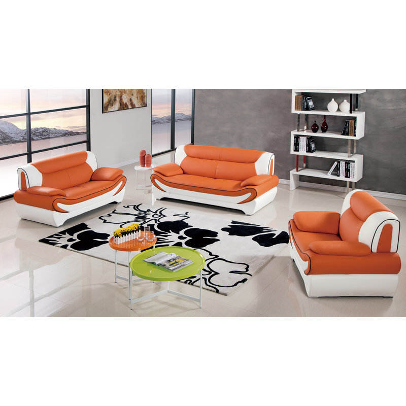 Causeuse Bae, Similicuir orange / ivoire