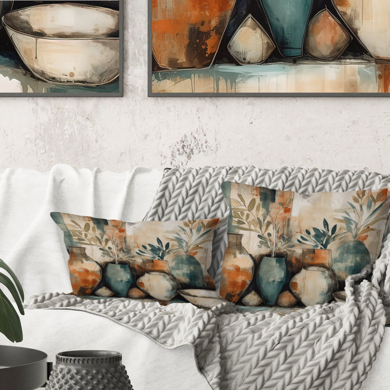 Orange et vert canalisant les vibrations bohémiennes - Coussin Boho, H 16 po x l 16 po