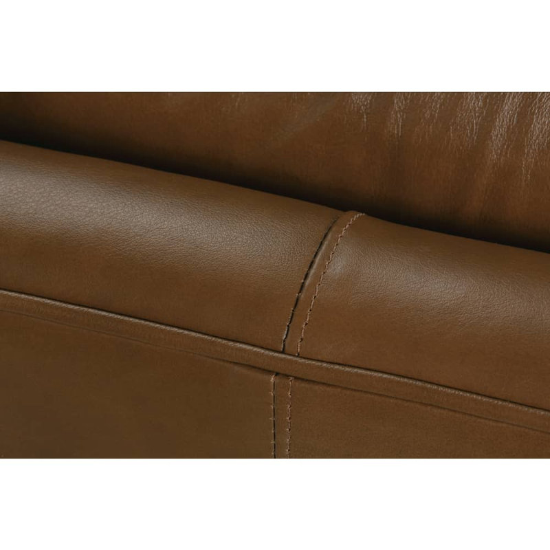 Madeline Leather Bench Cushion Sofa, 34" H x 90" W x 40" D, KL253-94, Dark Brown Wood