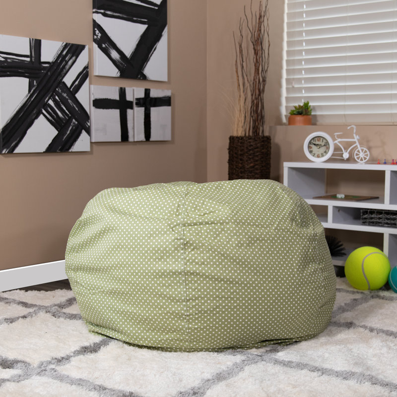 Fauteuil à billes en coton Classic, Sergé de coton vert / blanc, Grand
