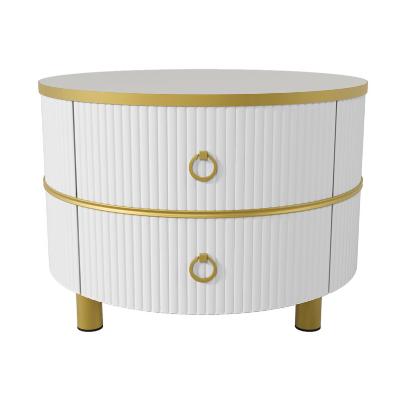 Agatia Frame Coffee Table with Storage, White, Gold/White