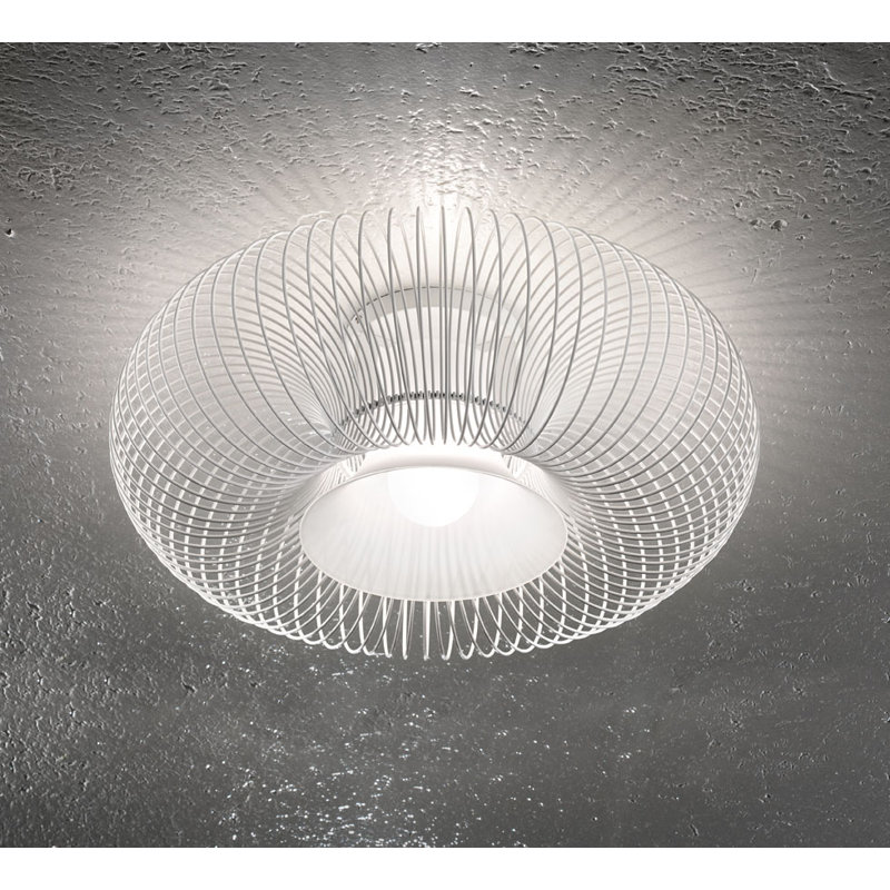 Spring Chrome Flush Mounted Sconce, Polished White, Sanded Borosilicate