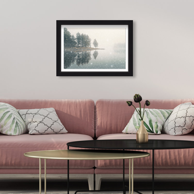 Morning Lake III Framed Graphic Art, 11.5" H x 16.5" W, Black Shadowbox
