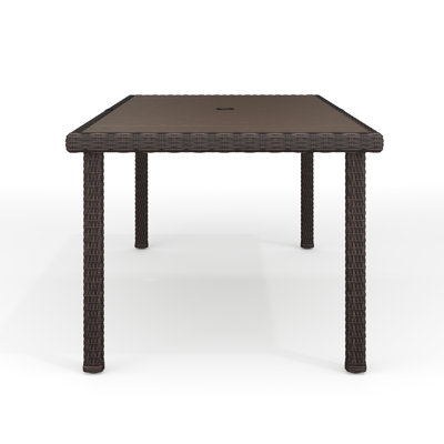 Martha Stewart 71" Outdoor Rattan Wicker Patio Table with Engineered Wood Top