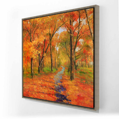 Autumn Trail in the Forest - Framed Canvas for Home Decor