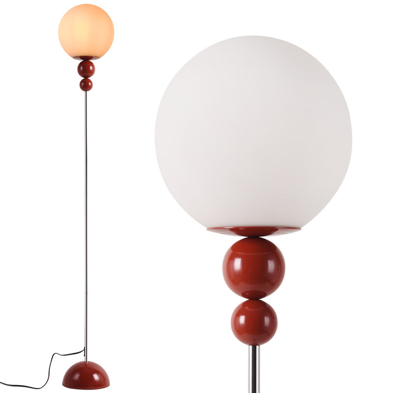 Modern Globe Glass Shade Floor Lamps For Living Room, Red