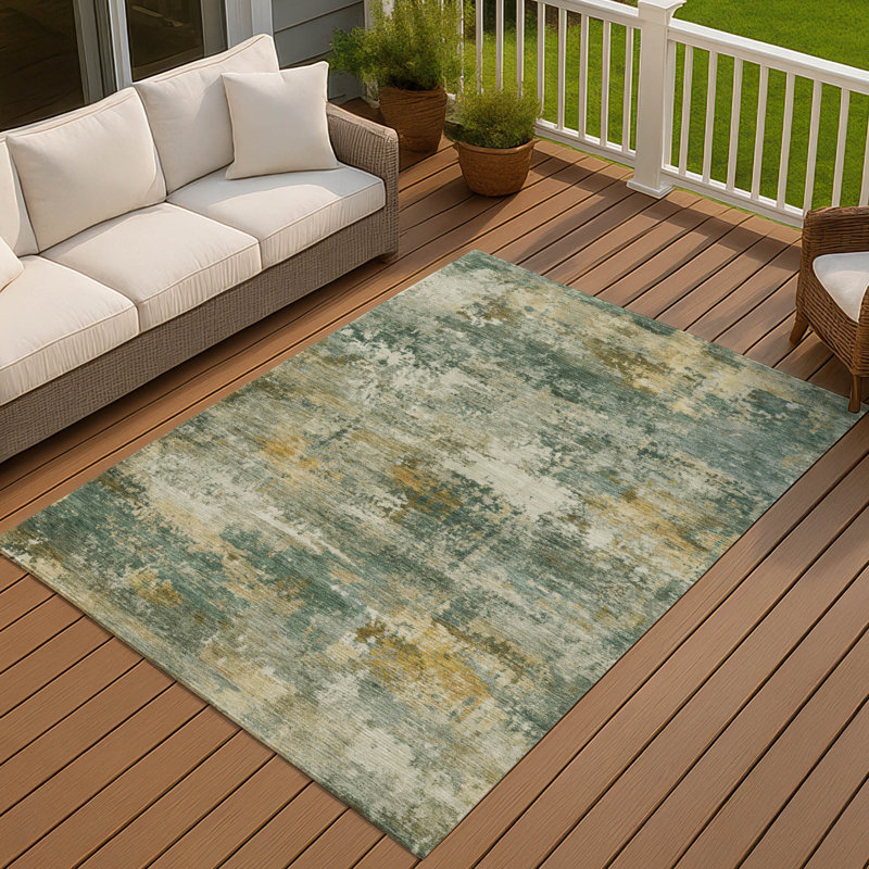 Machine Washable Indoor/Outdoor Wagenen ACN2368 Abstract Rug, Rectangle 3' x 5'