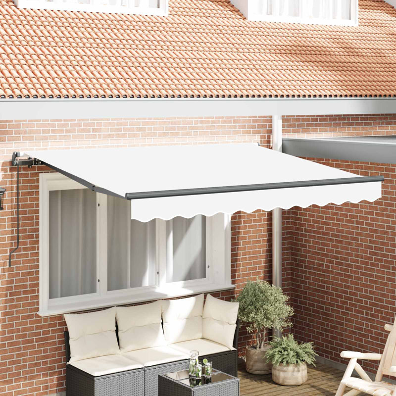 VidaXL 200 D Retractable, White/Black, 250cm W x 200cm D, Solid Color