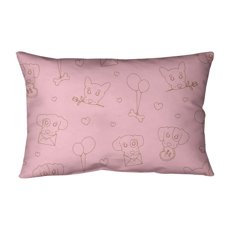 Coussin lombaire pour chiens st day, Rose / Paillettes dorées