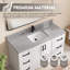 48 po X P 22 po D Meuble-lavabo de salle de bain rectangulaire gris droit avec comptoir dosseret-121836181