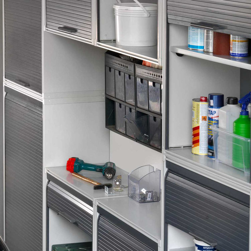 Modular - Resin Modular Cupboard With Rolling Door And Shelves