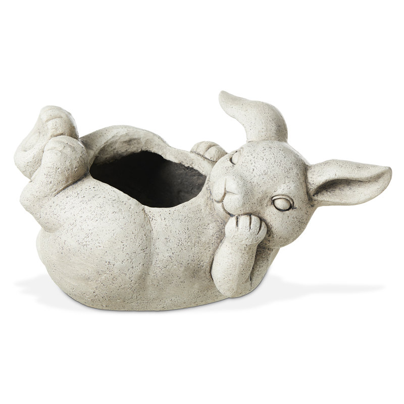 14.25"L MGO Rabbit Statue Planter