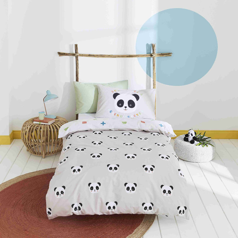 Born To Be A Pandas Friend Cotton Duvet Cover Set with Pillowcases, Single Duvet Cover + 1 Standard Pillowcase