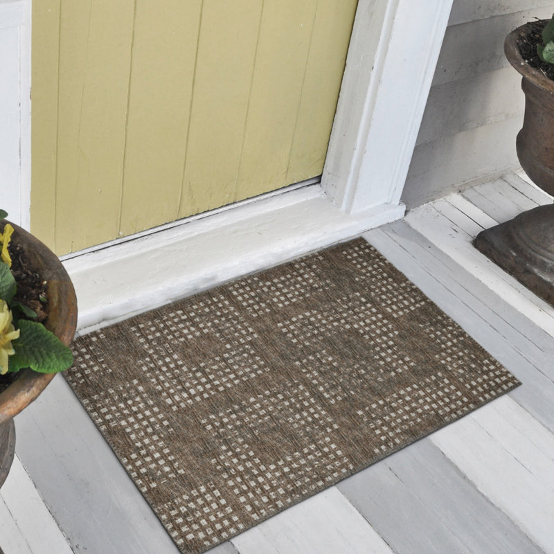 Tapis de couloir contemporain brun Houndstooth 2 pi 3 po x 7 pi 6 po, Rectangle 9 pi x 12 pi