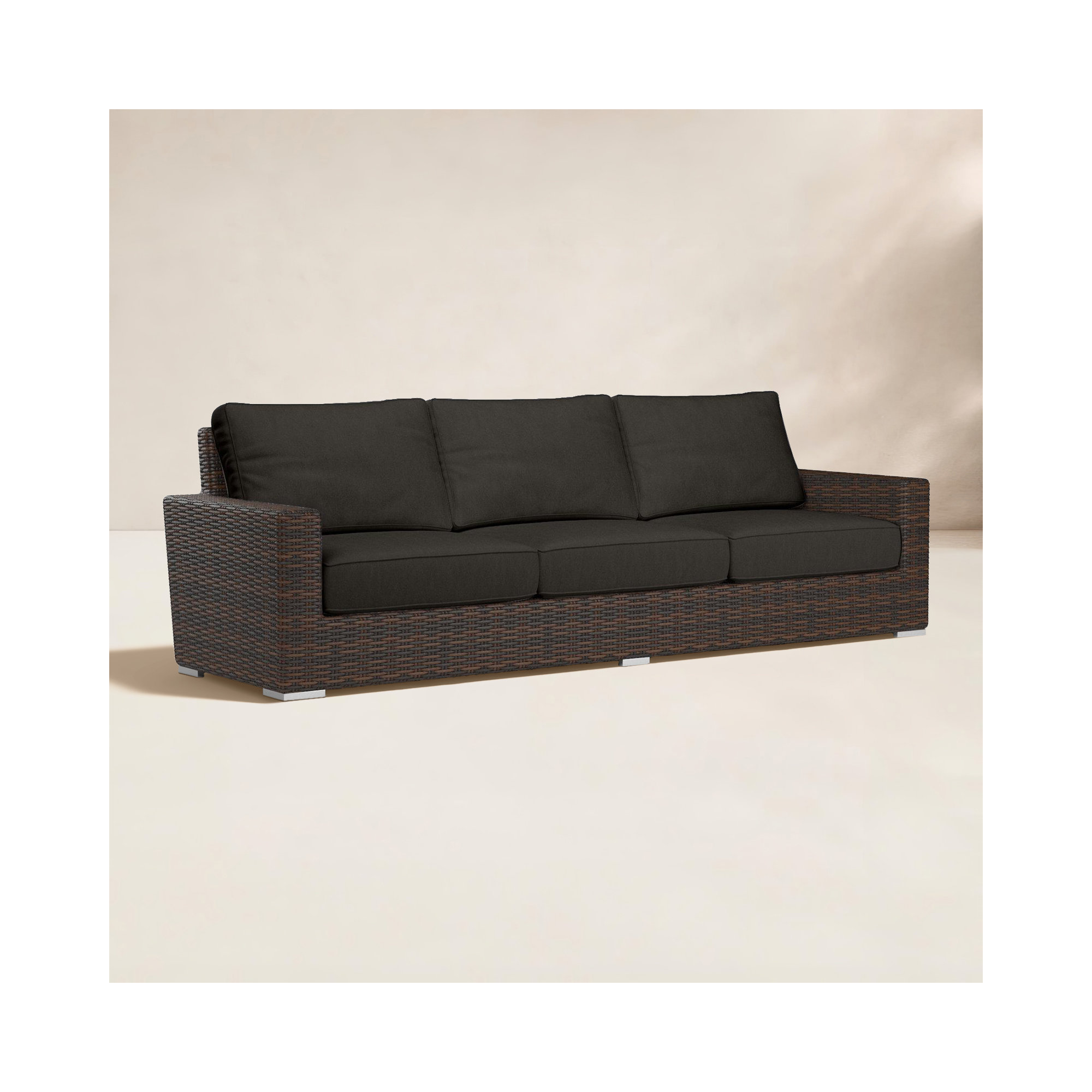 Naomie Patio Sofa with Sunbrella® Cushions, Spectrum Carbon Sunbrella® Plainweave