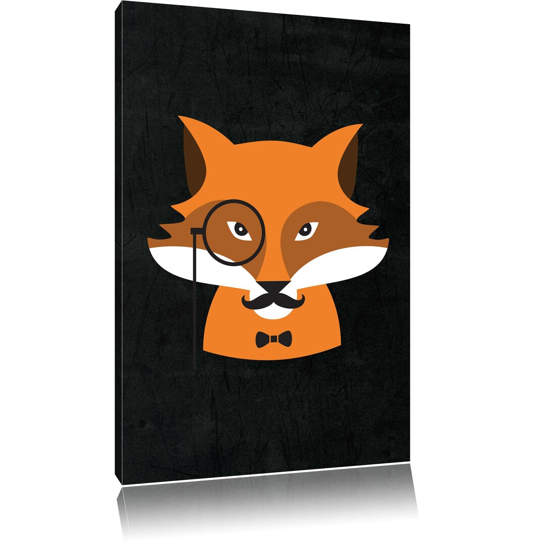 Leinwandbild Hipster Fuchs in Orange/Schwarz