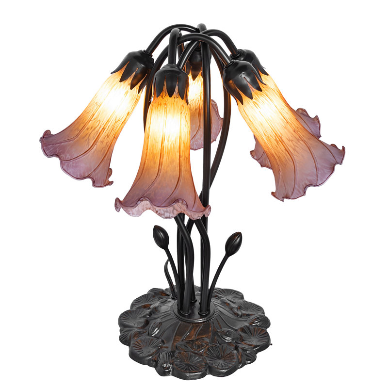 Tiffany Table Lamp, In-Line, Purple/Amber