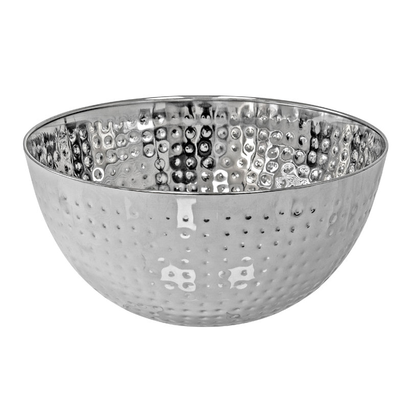 Bol à salade martelé en acier inoxydable de 7,50 po par Casa Casa, H 4,75 po x l 12 po