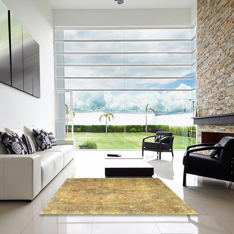 Tapis traditionnel beige / brun, Carré 5 pi
