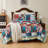  Red/Blue Floral Cotton Patch Work Quilt Set Bedding-1804321012