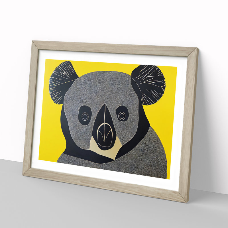 An Abstract Koala Bear - Framed Print, 34cm H x 46cm W x 2cm D, Oak
