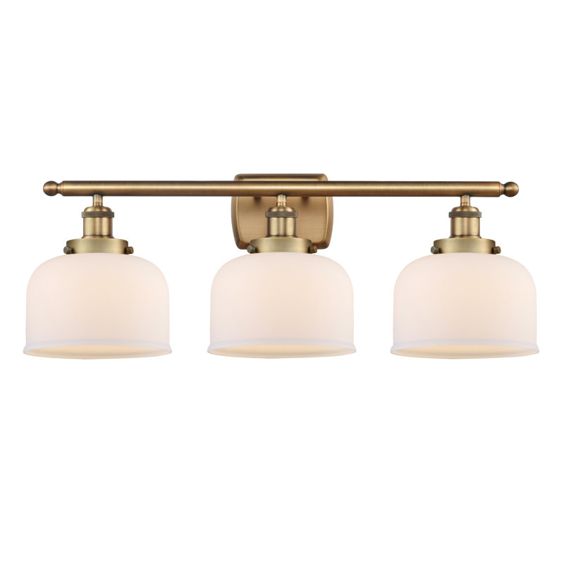 Éclairage pour salle de bain à 3 lumières 28 po Ballston Urban Bell, Blanc mat, Incandescent, Laiton brossé