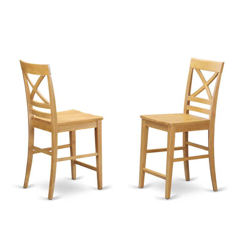QUS-OAK-W Quincy Counter-Height Bar Stool - Pub Height Wooden Chairs, Set of 2, Oak, Oak