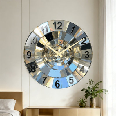 Mirror Wall Clock Decorative Modern Home Art Art - 24‘’ Modern Glass Wall Clock