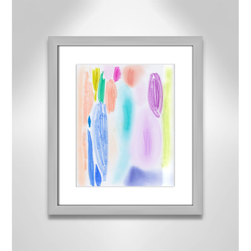 «Vivid Space II» par Bea Dina, Papier avec cadre simple argenté, Blanc, H 15 po x l 13 po x P 1,25 po