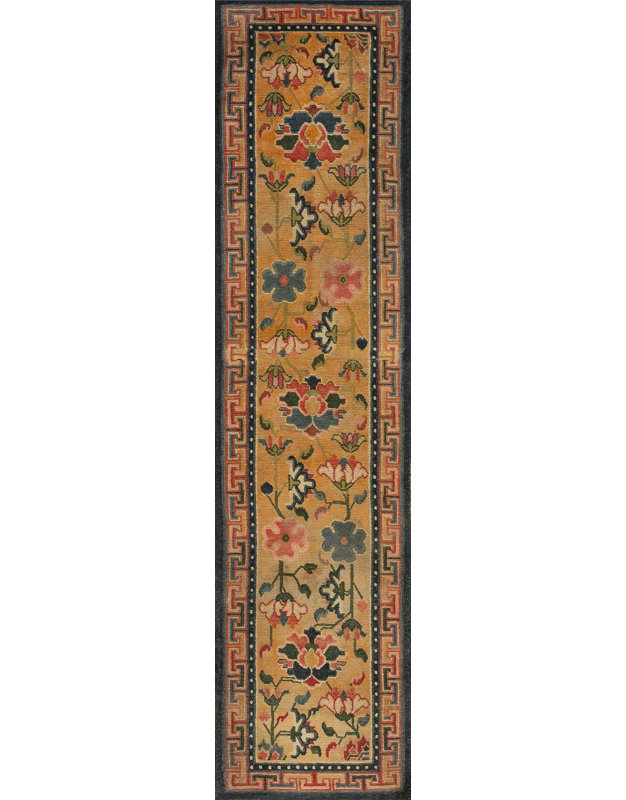 Antique Tibetan Chinese Geometric Knotted Rug