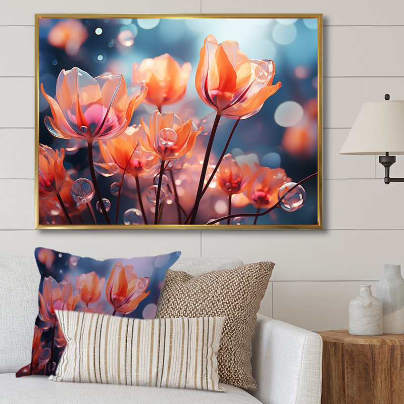 «Beautiful Beautiful Tulip Flowers I», reproduction sur toile, Cadre flottant doré, H 34 po x l 44 po x P 1,5 po