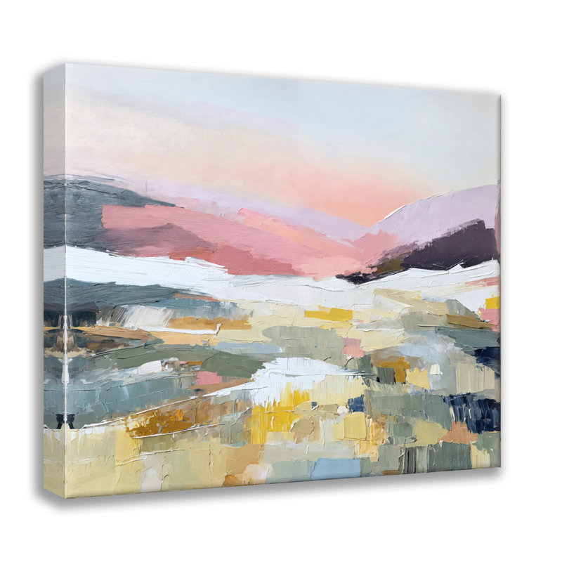 Abstrait-paysage-37, estampe numérique sur toile tendue avec châssis, H 15 po x l 15 po