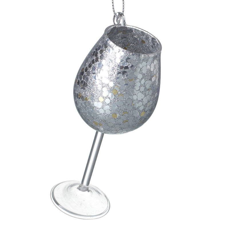 11cm Polka Dots Glass Holiday Shaped Ornament, Silver