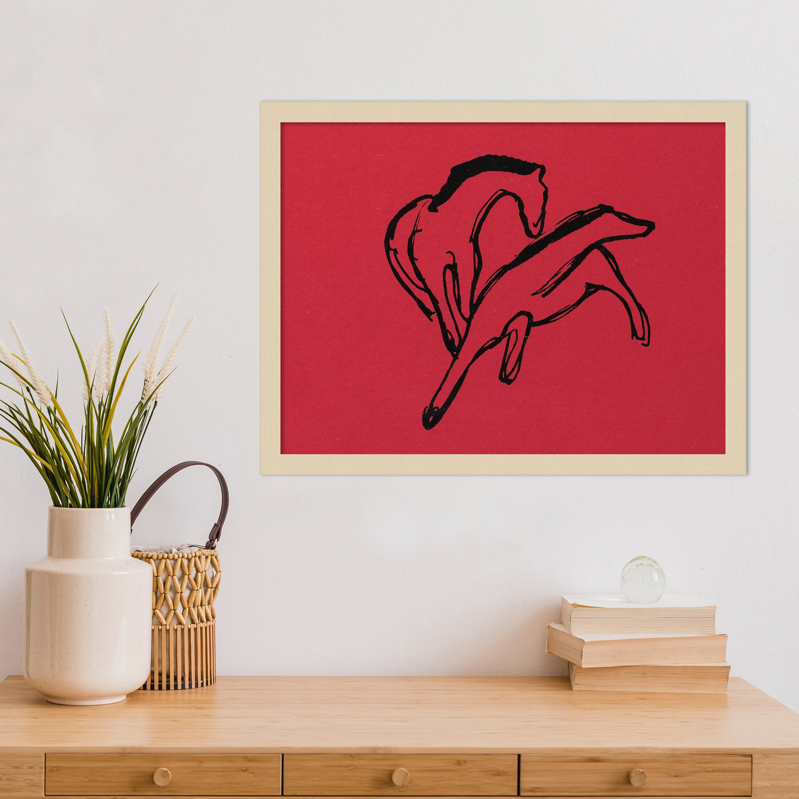 Two Horses Print by Franz Marc, Brown, 16" H x 21" W