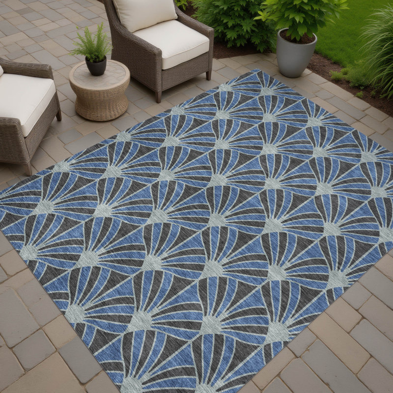 Machine Washable Indoor/Outdoor Lipman ACN2426 Mid-Century Modern Rug, Rectangle 5' x 7'6"
