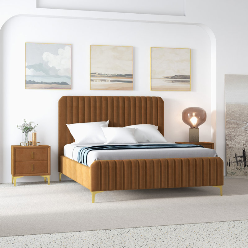 Lit plateforme tapissier gris Kelii, Gris, Grand