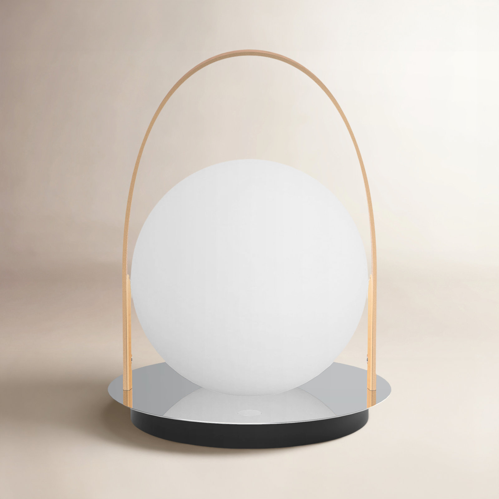 Bola LED Outdoor Lantern, Chrome/Tan 