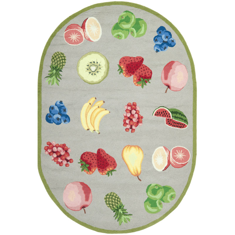 Demitro Hand Hooked Wool Rug, Oval 7'6" x 9'6" 