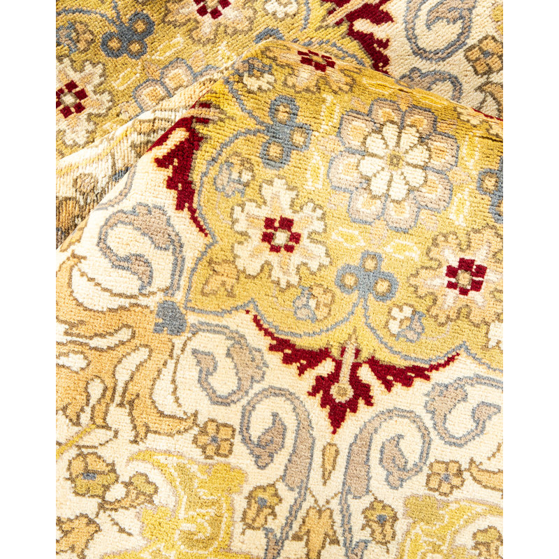 Tapis ivoire noué à la main de conception unique 8 pi 2 po x 10 pi 3 po Keenan