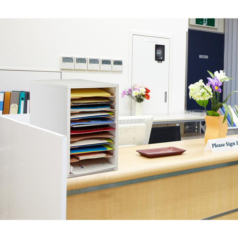 White MDF 11-Compartment File Organizer