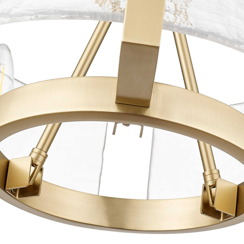 Lustre Aenon avec verre d'eau martelé, Bronze champagne brossé, 3, H 58 po x l 16,5 po x P 16,5 po