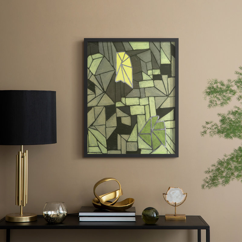 Cubic Prism II, reproduction encadrée - bois massif, H 11 po x l 9 po, Noir, noir, noir, noir
