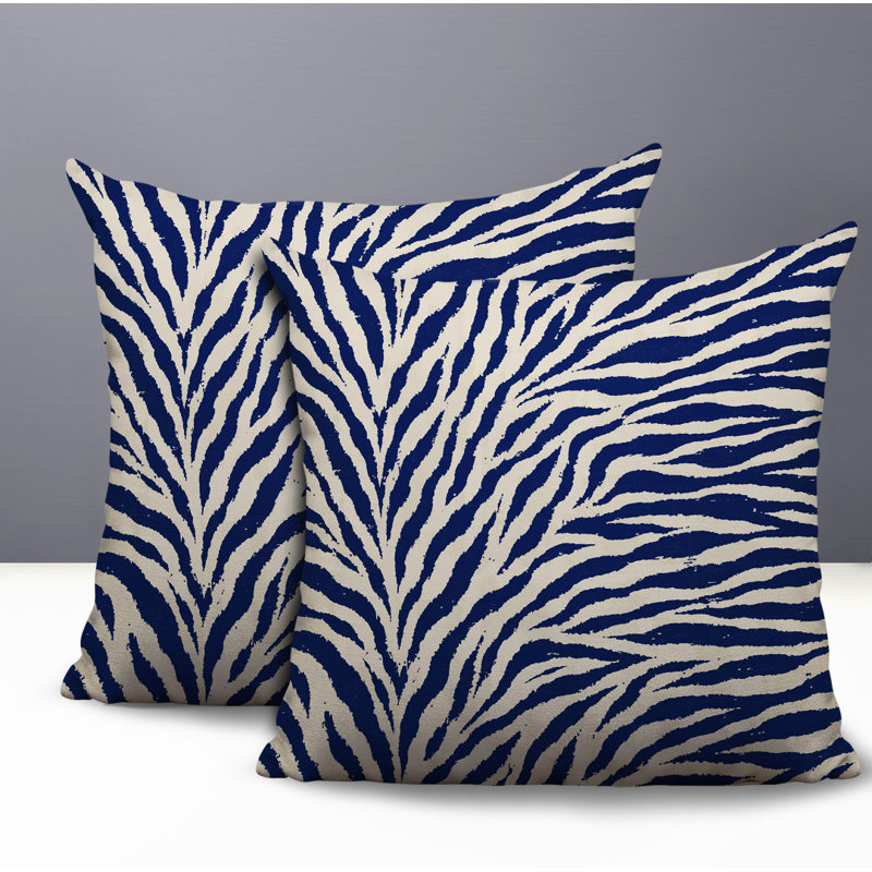 Oreiller réversible Jay Zebra, 18x18, Blue