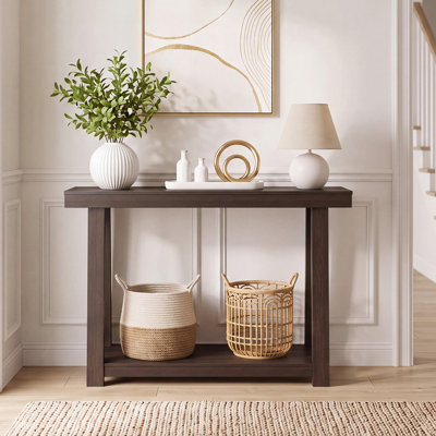 Console, table d'entrée étroite de 43,5 po avec rangement à 2 niveaux, canapé robuste de 500 lb derrière le canapé, table d'entrée de couloir pour petits espaces, salon et vestibule, brun
