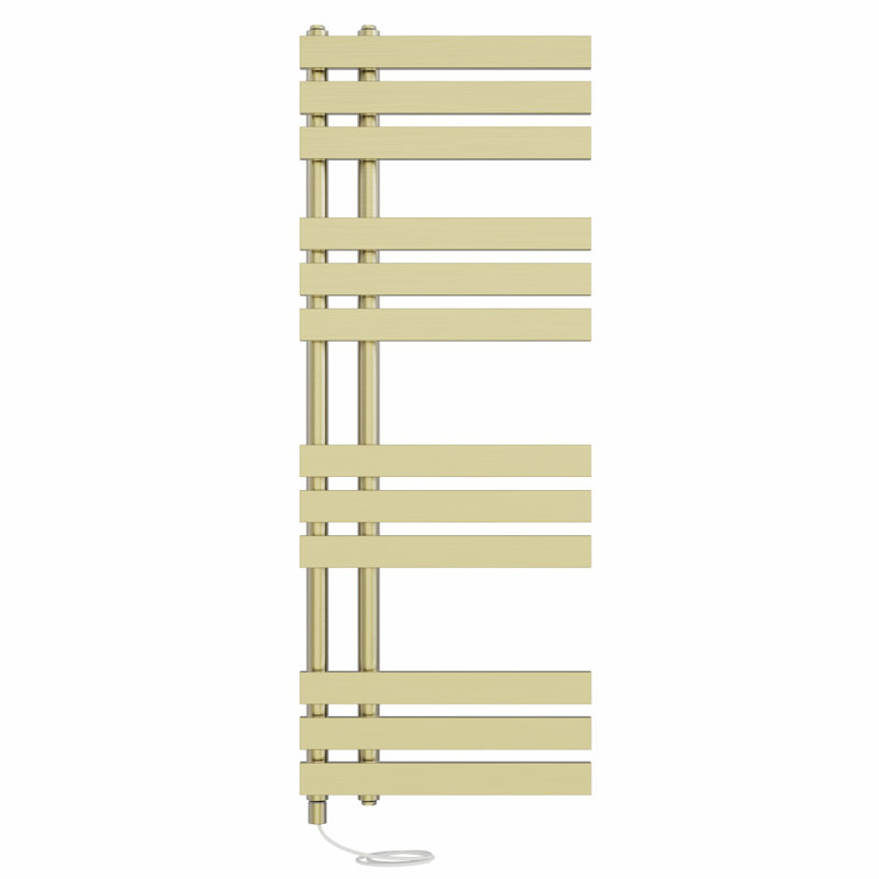 Carralero Designer Towel Rail Heated Towel Rails, Brushed Brass, 120cm H x 45cm W x 7.35cm D