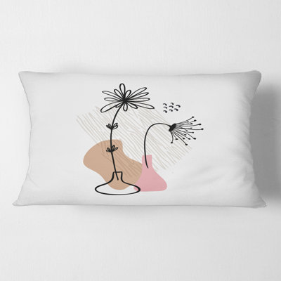 Housse de coussin rectangulaire avec insert Flowers on Minimal Shapes III