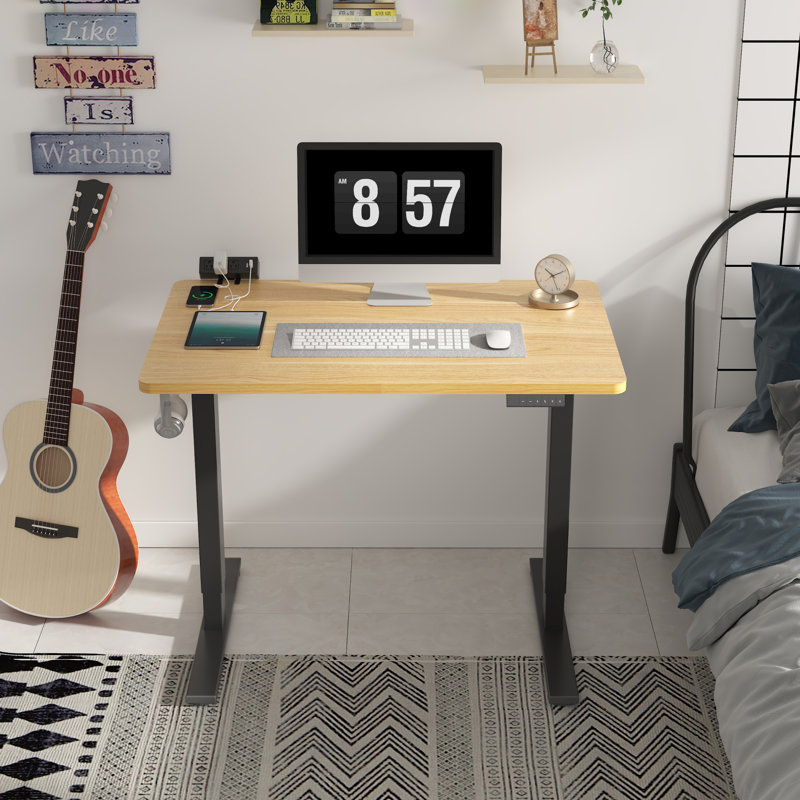 Bureau debout à hauteur ajustable Home Office, Érable / noir
