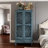 Rustic Tall Storage Cabinet With Drawer And Carved Wood Doors, Solid Wood Legs For Multi-Room Organization And Timeless Style.-1439895164