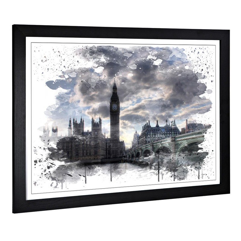 Big Ben Houses of Parliament London - Wall Art, 45cm H x 62cm W, Framed Picture