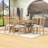 7Pcs Extendable Dining Table Set with Rustic Wood Table and 6 Upholstered Chairs-273200972